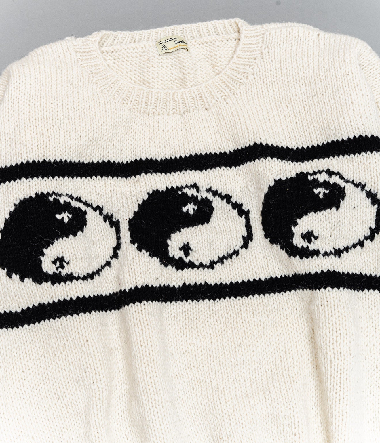 MacMahon Knitting Mills "Crew Neck Knit - Line Yin&Yang" White - WEAREALLANIMALS