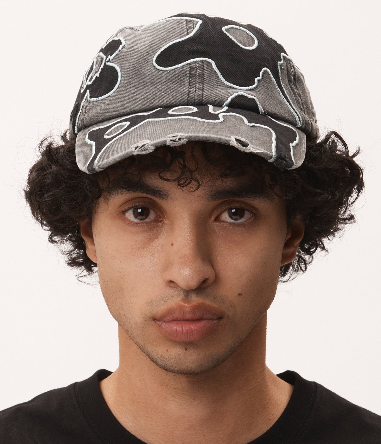 P.A.M. "LOCKE DENIM APPLIQUE BASEBALL CAP" FADED BLACK - WEAREALLANIMALS