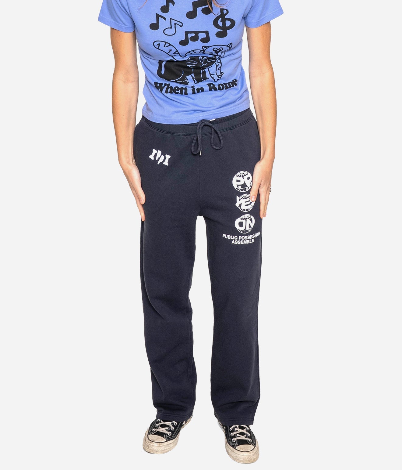 Public Possession "PLANET P.P. SWEATPANTS" NAVY BLUE - WEAREALLANIMALS