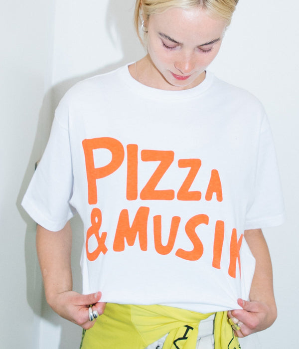 Public Possession"Pizza & Musik" T-Shirt White - WEAREALLANIMALS