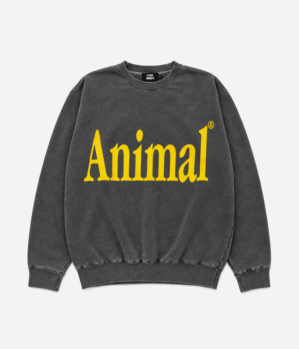 STUDIO ANIMALS "Animals Letter Solid Print" SWEATSHIRT FADED BLACK - WEAREALLANIMALS