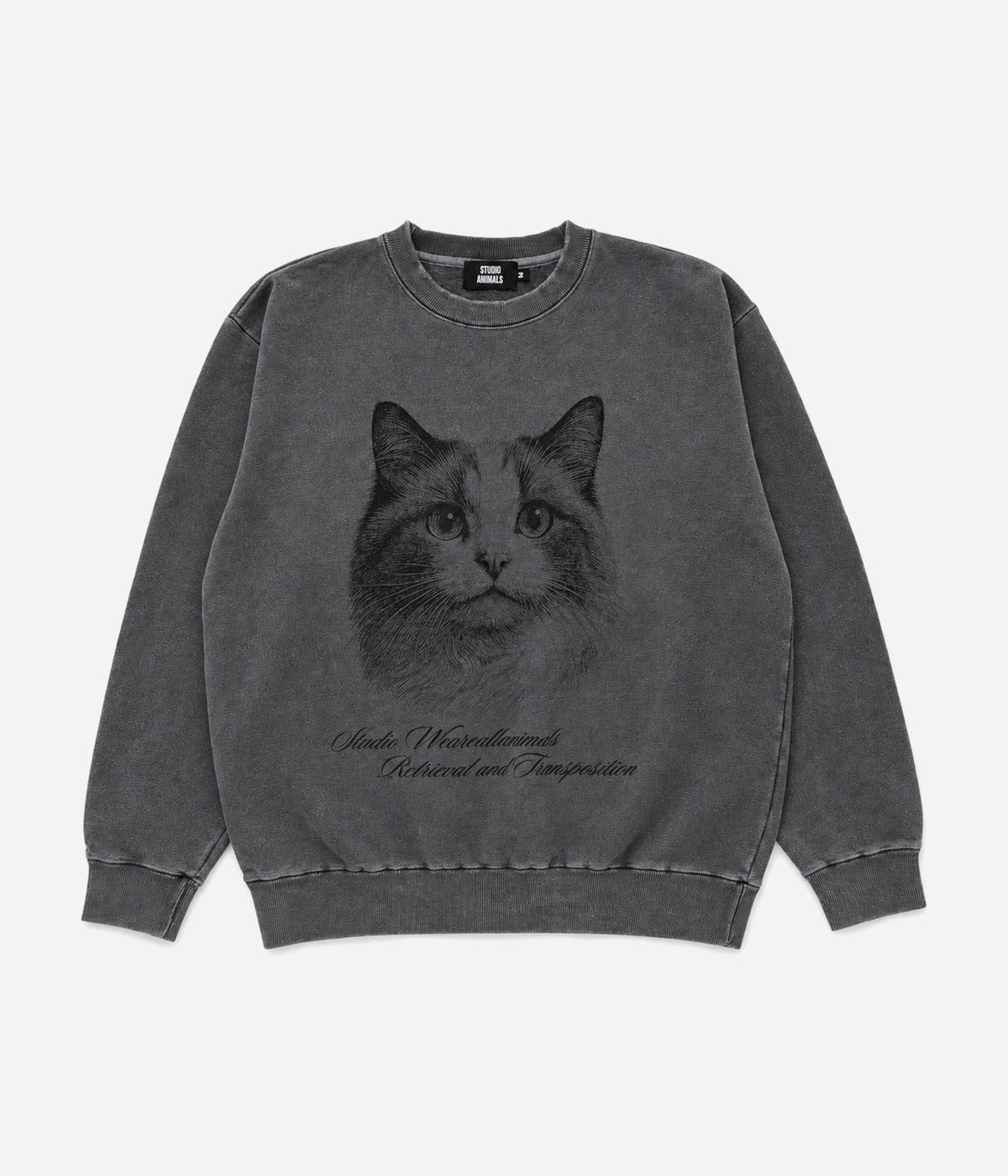 STUDIO ANIMALS "Cat" SWEATSHIRT FADED BLACK - WEAREALLANIMALS