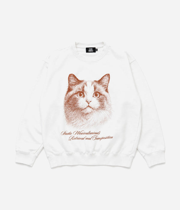 STUDIO ANIMALS "Cat" SWEATSHIRT WHITE - WEAREALLANIMALS