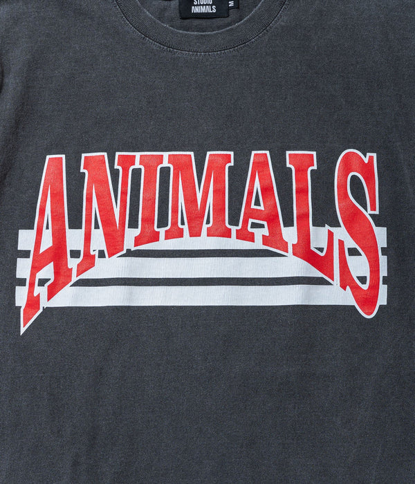 STUDIO ANIMALS “Curved Arch Logo” S/S T-Shirt Faded Black - WEAREALLANIMALS