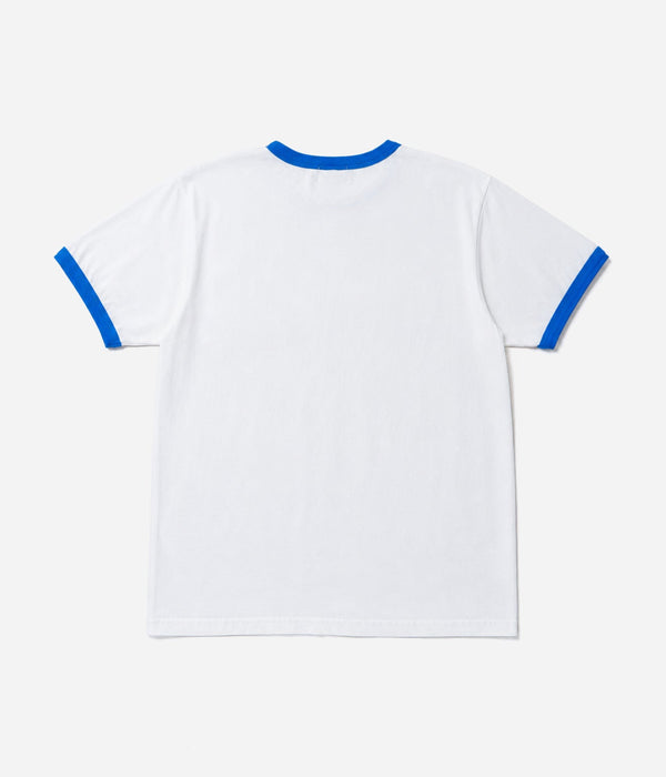 STUDIO ANIMALS “Curved Arch Logo” S/S T-Shirt White / Blue - WEAREALLANIMALS