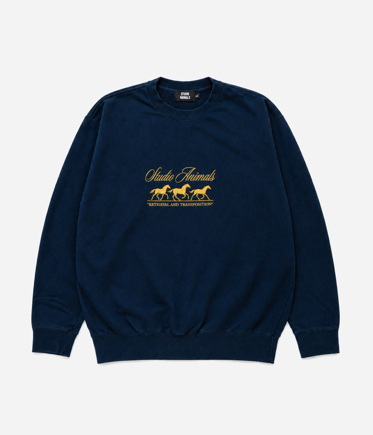 STUDIO ANIMALS "Running horse" Embroidered sweatshirt Navy - WEAREALLANIMALS