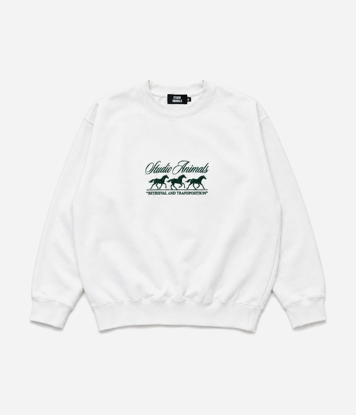 STUDIO ANIMALS "Running horse" Embroidered sweatshirt WHITE - WEAREALLANIMALS