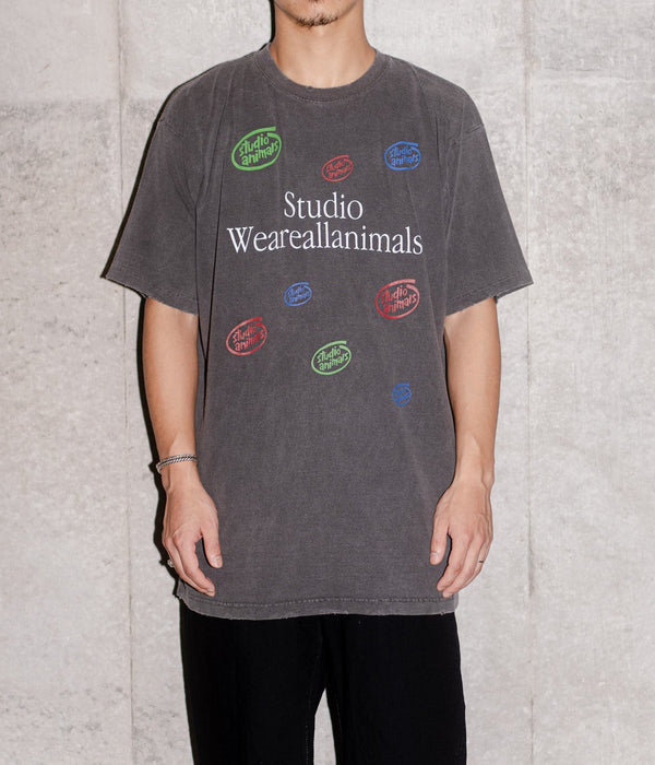 STUDIO WEAREALLANIMALS "Multiple Round Logo S/S T - SHIRT" BLACK - WEAREALLANIMALS