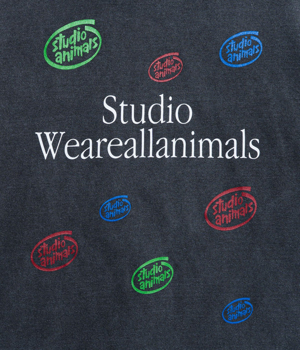 STUDIO WEAREALLANIMALS "Multiple Round Logo S/S T - SHIRT" BLACK - WEAREALLANIMALS