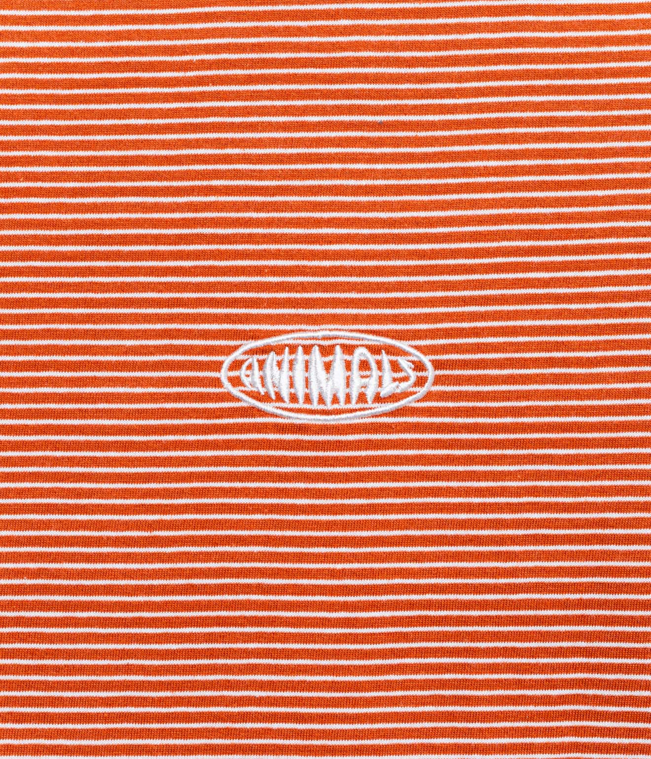 STUDIO WEAREALLANIMALS "Oval Logo STRIPE T - SHIRT " ORANGE/WHITE - WEAREALLANIMALS