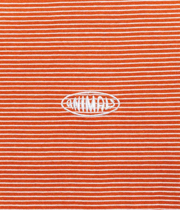 STUDIO WEAREALLANIMALS "Oval Logo STRIPE T - SHIRT " ORANGE/WHITE - WEAREALLANIMALS