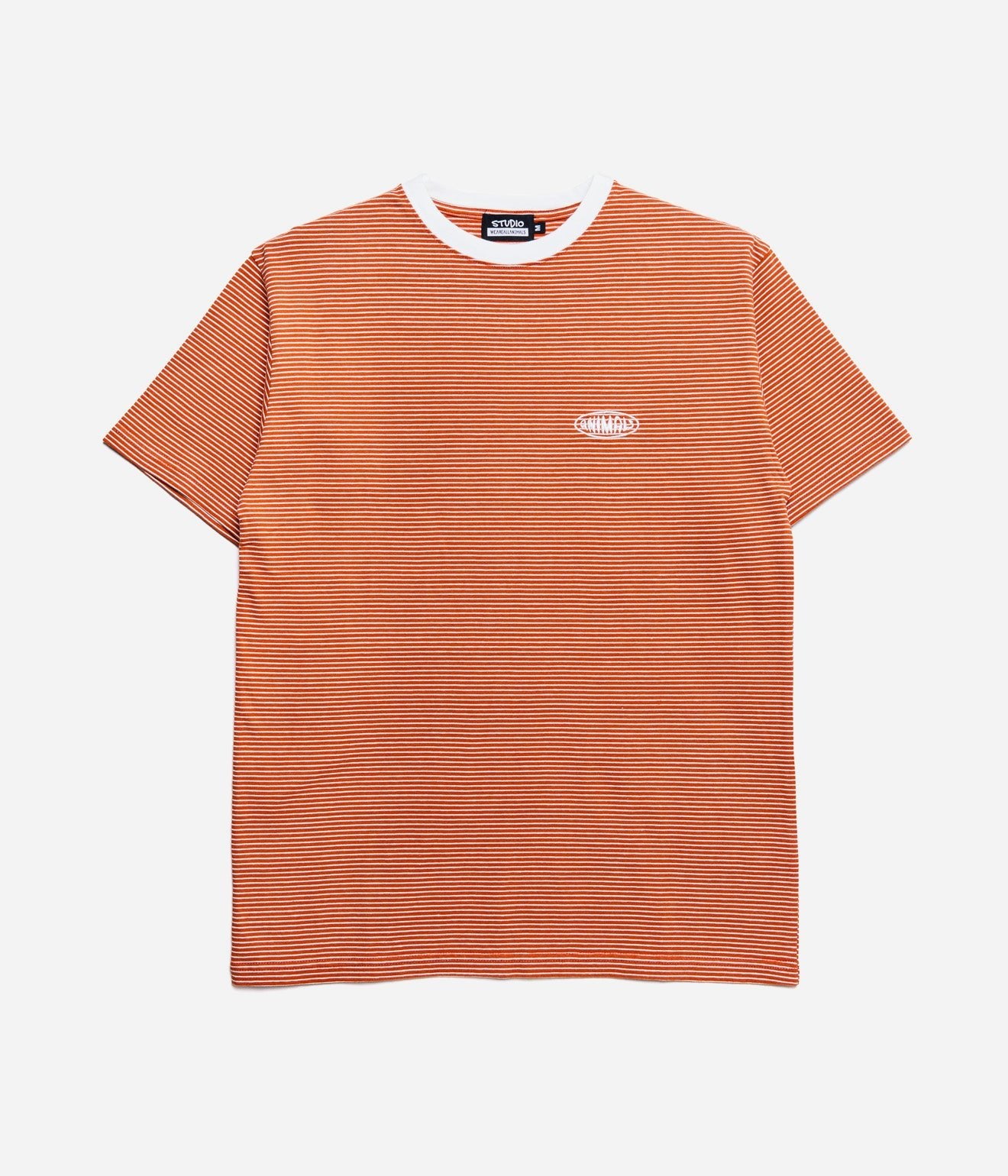 STUDIO WEAREALLANIMALS "Oval Logo STRIPE T - SHIRT " ORANGE/WHITE - WEAREALLANIMALS