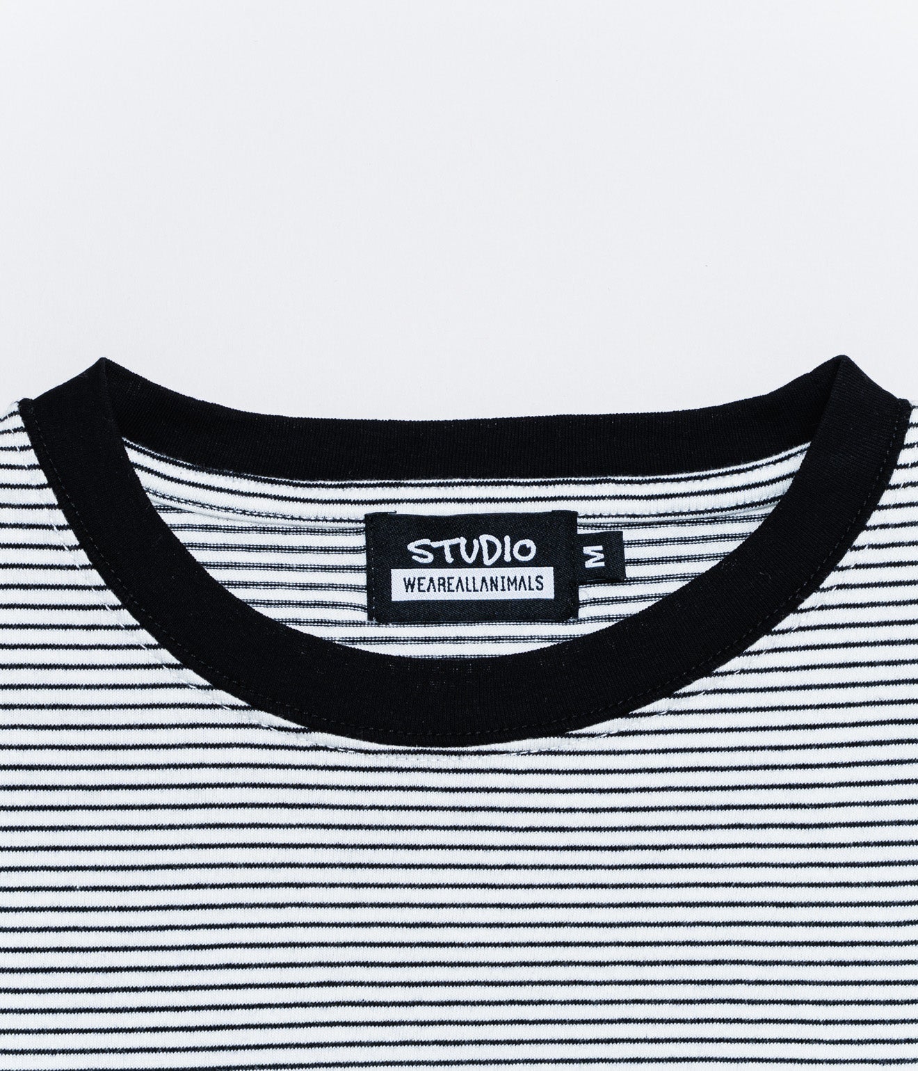 STUDIO WEAREALLANIMALS "Oval Logo STRIPE T - SHIRT " WHITE/BLACK - WEAREALLANIMALS