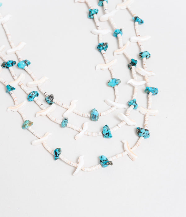 70's Vintage ZUNI Bird + Turquoise Fetish Necklace - WEAREALLANIMALS