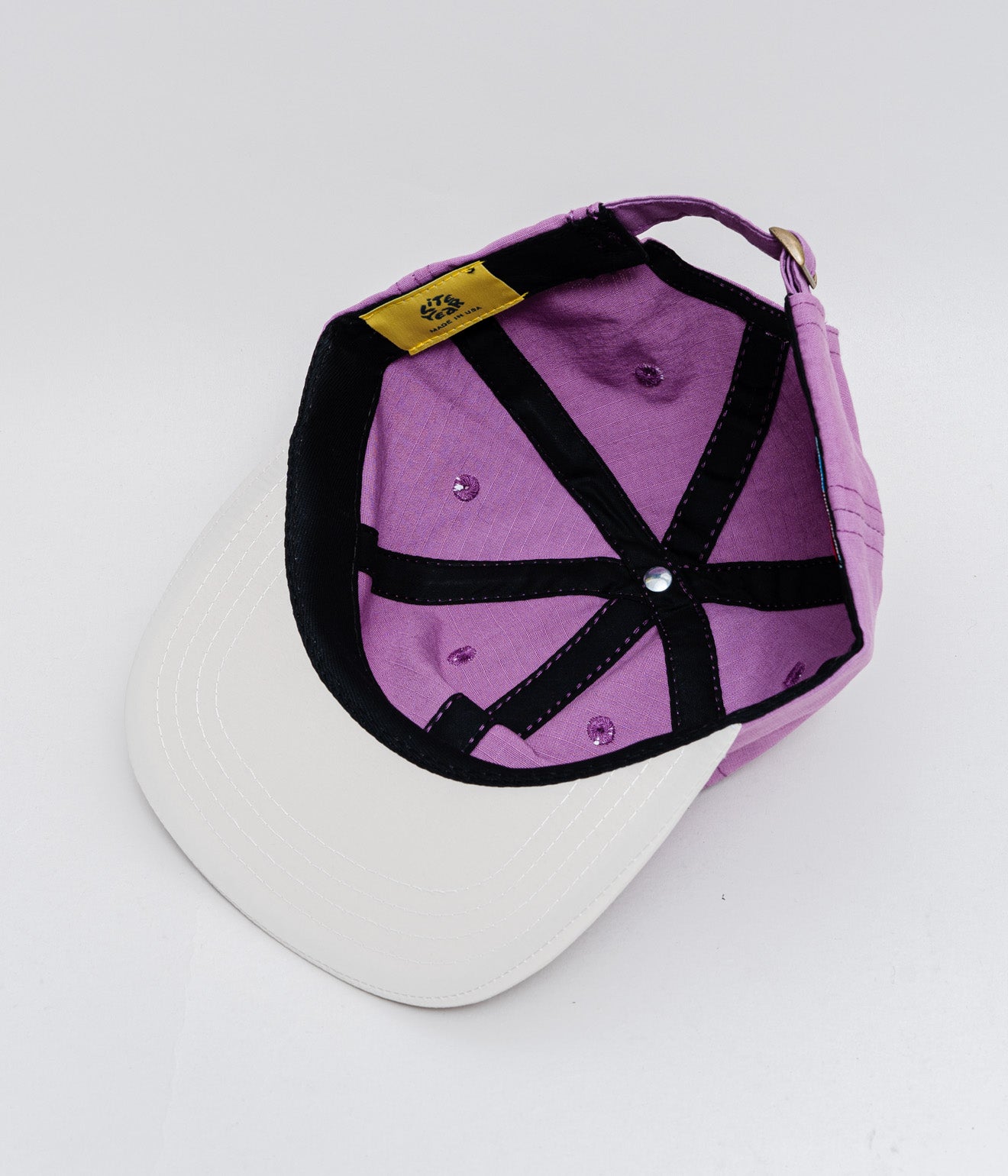 LITE YEAR "2-Tone Cotton Ripstop/Nylon 6 Panel Cap" Mauve and Creme - WEAREALLANIMALS