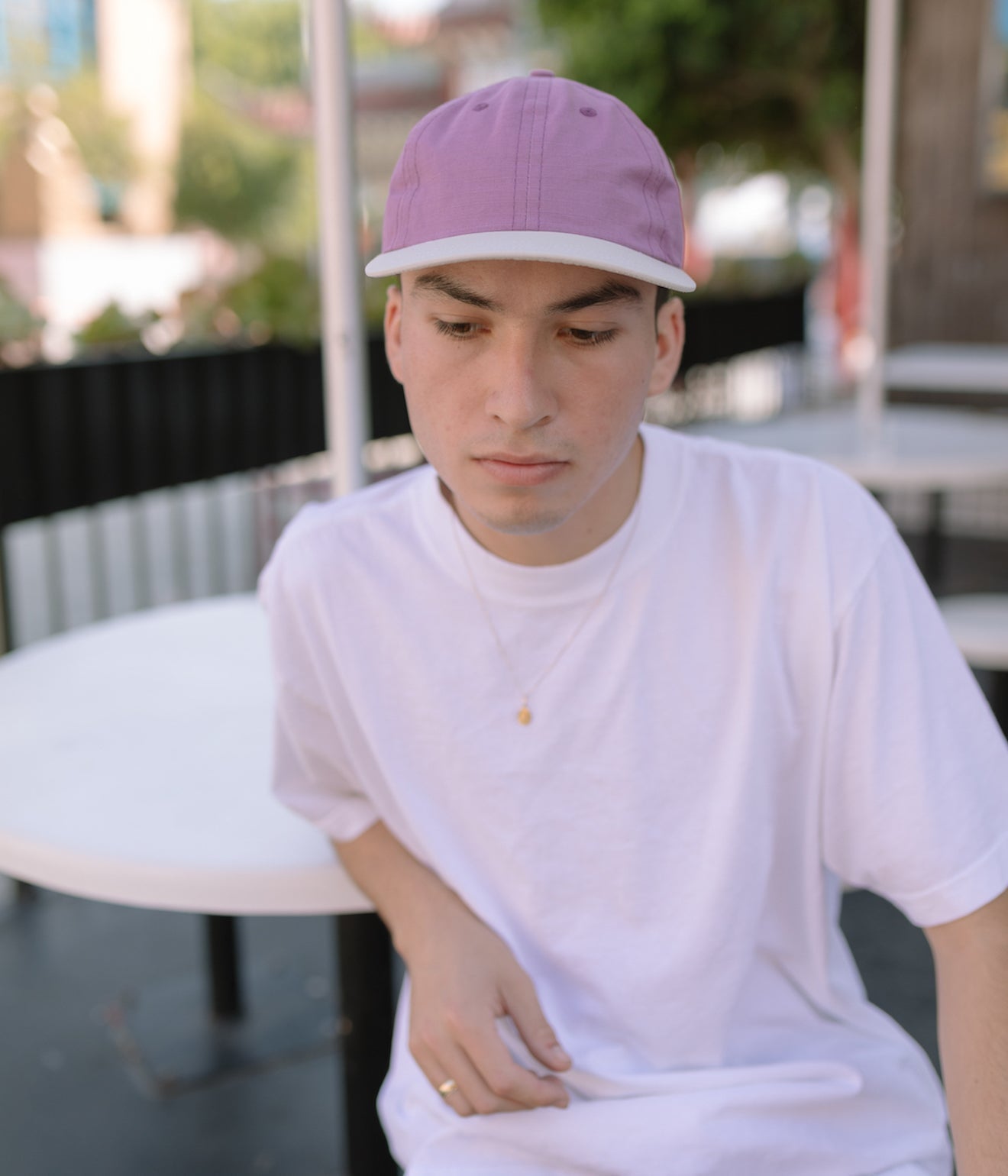 LITE YEAR "2-Tone Cotton Ripstop/Nylon 6 Panel Cap" Mauve and Creme - WEAREALLANIMALS