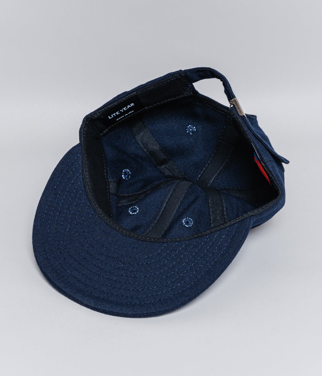 LITE YEAR "6 Panel Cap Yarn Dyed Serge W/ Soft Visor" Navy - WEAREALLANIMALS