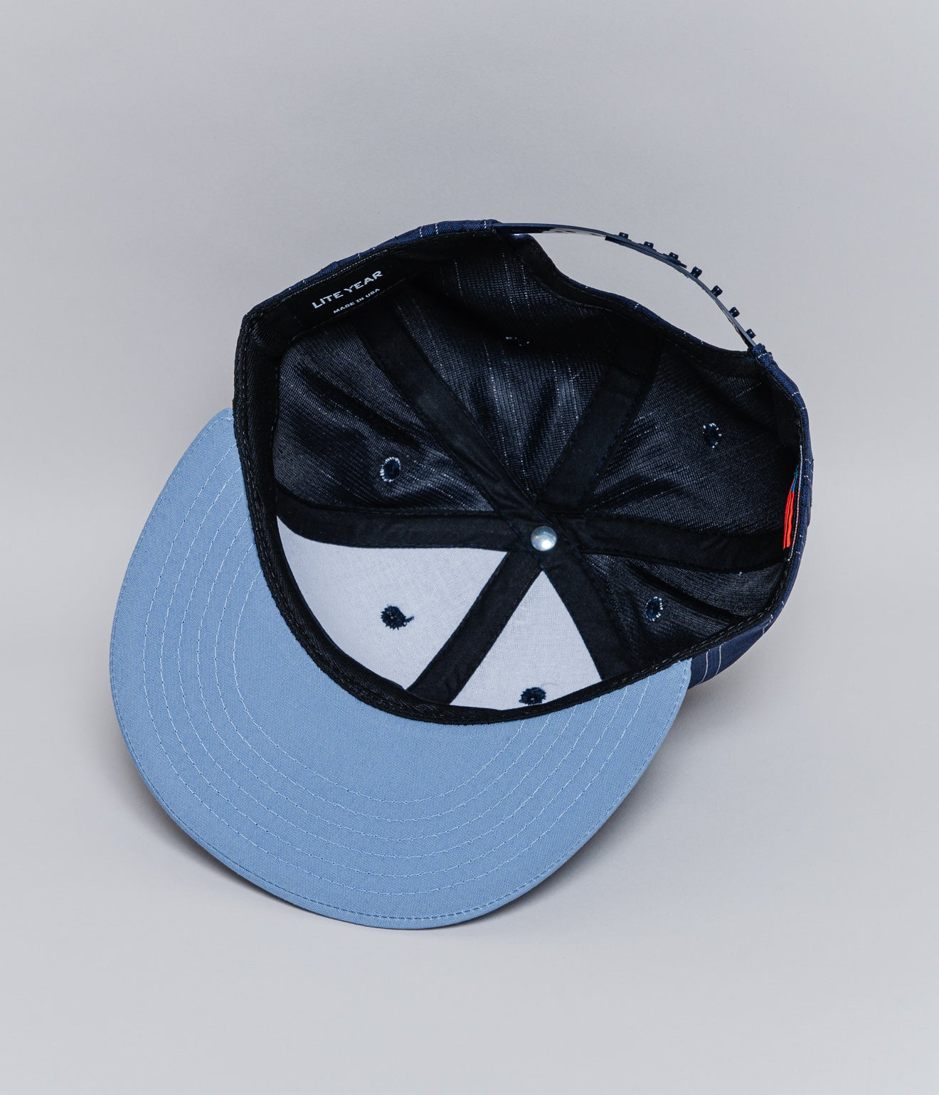 LITE YEAR "Baseball Cap Contrast Stripe/Solid Visor" Navy Stripe/Lt Blue - WEAREALLANIMALS