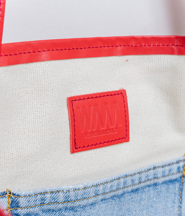 WEAREALLANIMALS UPCYCLE ”Piping Flat Tote -Vintage Smurf Fabric-" #10 - WEAREALLANIMALS