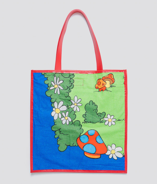 WEAREALLANIMALS UPCYCLE ”Piping Flat Tote -Vintage Smurf Fabric-" #11 - WEAREALLANIMALS