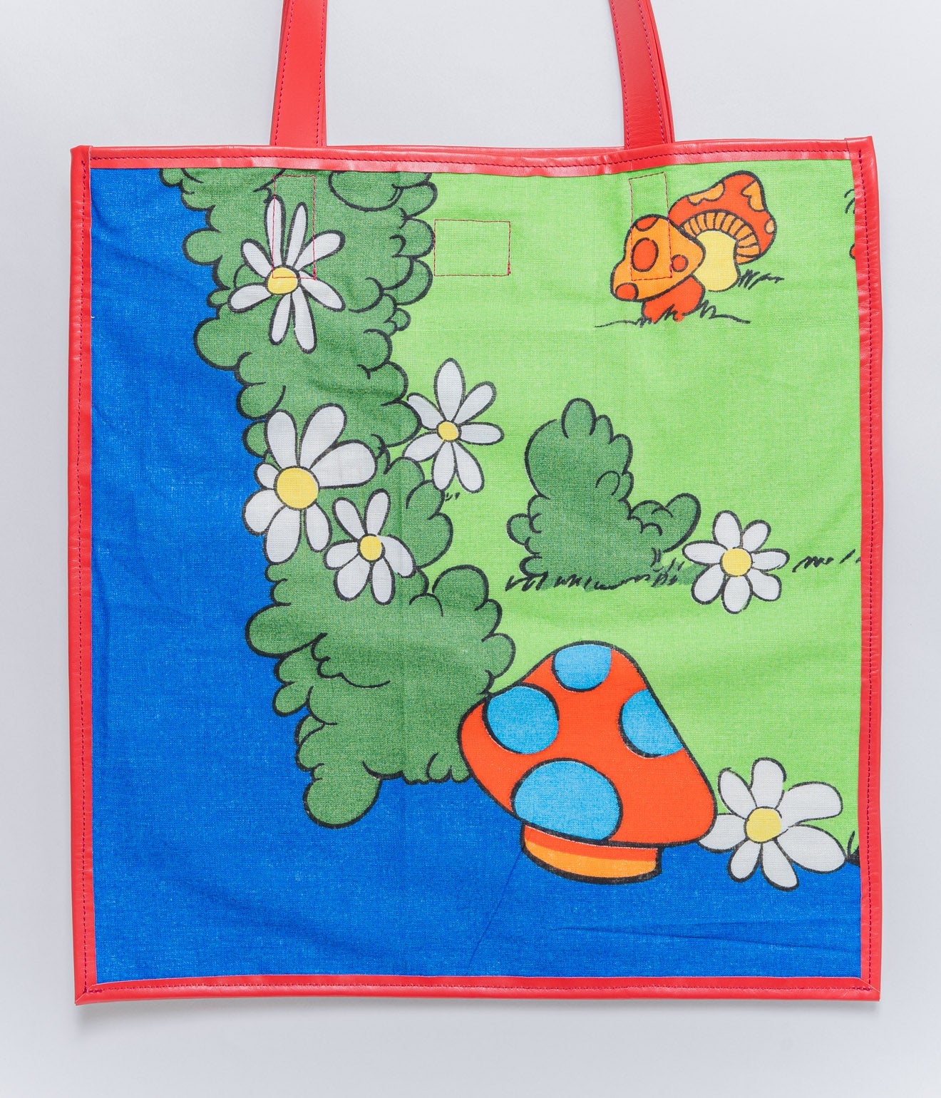 WEAREALLANIMALS UPCYCLE ”Piping Flat Tote -Vintage Smurf Fabric-" #11 - WEAREALLANIMALS