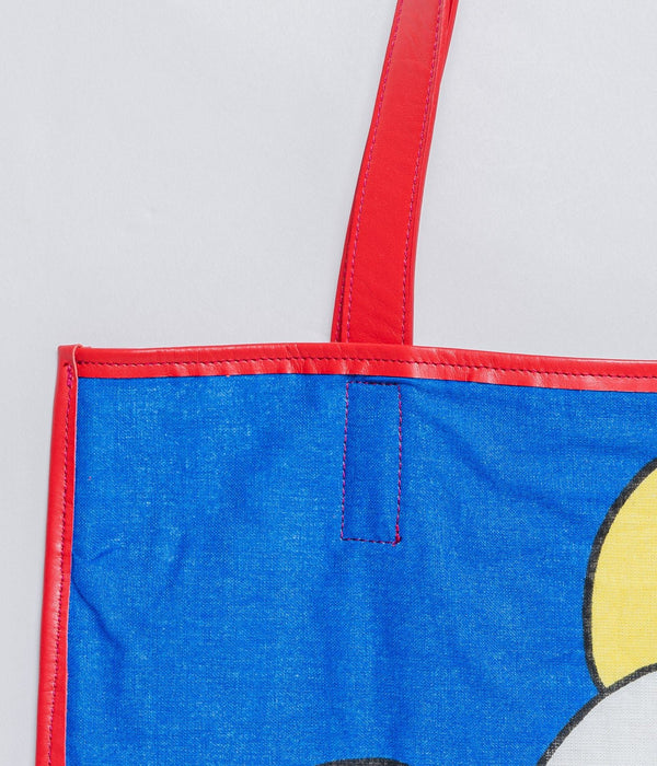 WEAREALLANIMALS UPCYCLE ”Piping Flat Tote -Vintage Smurf Fabric-" #3 - WEAREALLANIMALS
