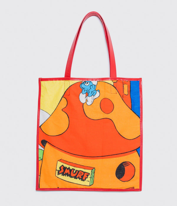 WEAREALLANIMALS UPCYCLE ”Piping Flat Tote -Vintage Smurf Fabric-" #4 - WEAREALLANIMALS