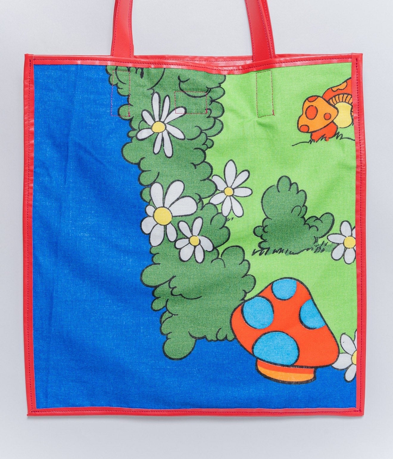 WEAREALLANIMALS UPCYCLE ”Piping Flat Tote -Vintage Smurf Fabric-" #5 - WEAREALLANIMALS